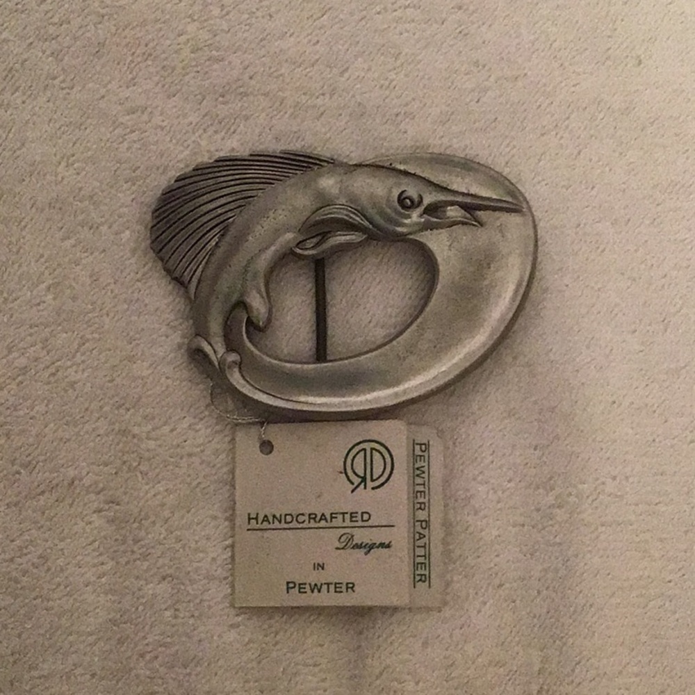 Marlin Pewter Belt Buckle